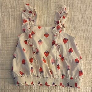 Cat & Jack White Tank Top with Red and Pink Strawberry Print